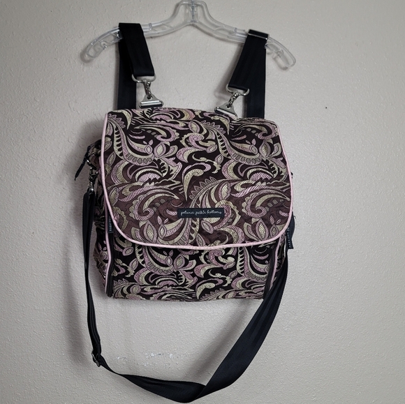 Petunia Pickle Bottom Handbags - Petunia Pickle Bottom Brown Pink Tan Floral Paisley Diaper Bag